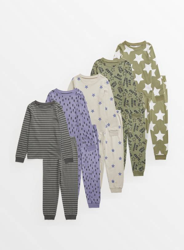 Mixed Star & Slogan Pyjama 5 Pack 1.5-2 years